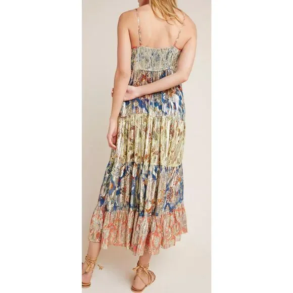 Verb by Pallavi Singhee Echo Tiered Maxi Dress in a multi-color metallic viscose - Picture 10 of 10